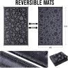 imageOLANLY Waterproof Outdoor Rug 5x8 ft Outdoor Plastic Straw Rug with Flower Pattern Reversible RV Mat for Patio Camping Balcony Deck Backyard Navy ampamp WhiteBlack  Grey