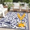 imageOLANLY Waterproof Outdoor Rug 5x8 ft Outdoor Plastic Straw Rug with Flower Pattern Reversible RV Mat for Patio Camping Balcony Deck Backyard Navy ampamp WhiteNavy Blue  White