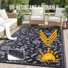 imageOLANLY Waterproof Outdoor Rug 5x8 ft Outdoor Plastic Straw Rug with Flower Pattern Reversible RV Mat for Patio Camping Balcony Deck Backyard Navy ampamp WhiteBlack  Grey