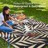 imageOLANLY Waterproof Outdoor Rug 5x8 ft Reversible Outdoor Plastic Straw Rug with Leaf Pattern RV Mat Indoor Outdoor Carpet for Patio Camping Balcony Deck Backyard Grey ampamp WhiteBlack  Beige
