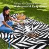 imageOLANLY Waterproof Outdoor Rug 5x8 ft Reversible Outdoor Plastic Straw Rug with Leaf Pattern RV Mat Indoor Outdoor Carpet for Patio Camping Balcony Deck Backyard Grey ampamp WhiteBlack  White