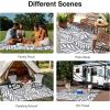 imageOLANLY Waterproof Outdoor Rug 5x8 ft Reversible Outdoor Plastic Straw Rug with Leaf Pattern RV Mat Indoor Outdoor Carpet for Patio Camping Balcony Deck Backyard Grey ampamp WhiteGrey  White