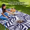 imageOLANLY Waterproof Outdoor Rug 5x8 ft Reversible Outdoor Plastic Straw Rug with Leaf Pattern RV Mat Indoor Outdoor Carpet for Patio Camping Balcony Deck Backyard Grey ampamp WhiteNavy Blue  White