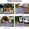 imageOLANLY Waterproof Outdoor Rug 5x8 ft Reversible Outdoor Plastic Straw Rug with Leaf Pattern RV Mat Indoor Outdoor Carpet for Patio Camping Balcony Deck Backyard Grey ampamp WhiteNavy Blue  White