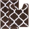 imageOLANLY Bathroom Rugs Set 2 Piece Microfiber Bath Shower Mat and UShaped Toilet Rug Machine Wash Dry Non Slip Absorbent Shaggy Bath Rug for Tub Shower and Bath Room 20quot x 32quot20quot x 24quot Brown