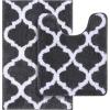 imageOLANLY Bathroom Rugs Set 2 Piece Microfiber Bath Shower Mat and UShaped Toilet Rug Machine Wash Dry NonSlip Absorbent Shaggy Bath Mats for Tub Shower and Bathroom 30quotx20quot24quotx20quot GreyDark Grey