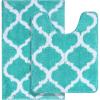 imageOLANLY Bathroom Rugs Set 2 Piece Microfiber Bath Shower Mat and UShaped Toilet Rug Machine Wash Dry NonSlip Absorbent Shaggy Bath Mats for Tub Shower and Bathroom 30quotx20quot24quotx20quot GreyTurquoise
