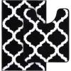 imageOLANLY Bathroom Rugs Set 2 Piece Microfiber Bath Shower Mat and UShaped Toilet Rug Machine Wash Dry NonSlip Absorbent Shaggy Bath Mats for Tub Shower and Bathroom 30quotx20quot24quotx20quot GreyBlack