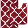 imageOLANLY Bathroom Rugs Set 2 Piece Microfiber Bath Shower Mat and UShaped Toilet Rug Machine Wash Dry NonSlip Absorbent Shaggy Bath Mats for Tub Shower and Bathroom 30quotx20quot24quotx20quot GreyBurgundy