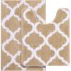 imageOLANLY Bathroom Rugs Set 2 Piece Microfiber Bath Shower Mat and UShaped Toilet Rug Machine Wash Dry NonSlip Absorbent Shaggy Bath Mats for Tub Shower and Bathroom 30quotx20quot24quotx20quot GreyBeige