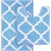 imageOLANLY Bathroom Rugs Set 2 Piece Microfiber Bath Shower Mat and UShaped Toilet Rug Machine Wash Dry NonSlip Absorbent Shaggy Bath Rug for Tub Shower and Bath Room 30quotx20quot24quotx20quot Light Blue