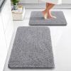 imageOLANLY Bathroom Rugs Sets 2 Piece Soft Absorbent Chenille Bath Mats Area Rug Set NonSlip Quick Dry Machine Washable Bath Mats for Bathroom Home Decor Accessories 30quotx20quot24quotx16quot GreyGrey
