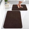 imageOLANLY Bathroom Rugs Sets 2 Piece Soft Absorbent Chenille Bath Mats Area Rug Set NonSlip Quick Dry Machine Washable Bath Mats for Bathroom Home Decor Accessories 30quotx20quot24quotx16quot GreyBrown