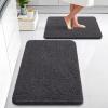 imageOLANLY Bathroom Rugs Sets 2 Piece Soft Absorbent Chenille Bath Mats Area Rug Set NonSlip Quick Dry Machine Washable Bath Mats for Bathroom Home Decor Accessories 30quotx20quot24quotx16quot GreyDark Grey