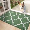 imageOLANLY Indoor Door Mat 30x17 NonSlip Absorbent Resist Dirt Entrance Mat Washable LowProfile Inside Floor Doormats for Entryway BrownGreen