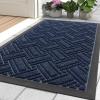 imageOLANLY Indoor Outdoor Mat Sturdy Natural Rubber Floor Mat Non Slip Low Profile Waterproof Doormat and Stain Front Door Mats Easy Clean Patio Entrance Mat 30x17 BlackNavy