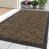 imageOLANLY Indoor Outdoor Mat Sturdy Natural Rubber Floor Mat Non Slip Low Profile Waterproof Doormat and Stain Front Door Mats Easy Clean Patio Entrance Mat 30x17 BlackBrown