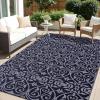 imageOLANLY Outdoor Rug Waterproof 5x8 ft Clearance Reversible Outdoor Plastic Straw Rug with Floral Pattern RV Mat for Patio Camping Balcony Deck Backyard Black ampamp WhiteBlack  Grey