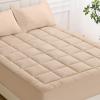 imageOLANLY Queen Quilted Fitted Mattress Pad  Soft Pillow Top Mattress Topper Down Alternative Fill Cooling Comfort Breathable Mattress Cover Machine Washable Deep Pocket Mattress Protector WhiteBeige