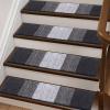 imageOLANLY Stair Treads Non Slip 15PCS 8quot x 30quot Indoor Stair Runners for Wooden Steps Edging Stair Rugs with Reusable Peel and Stick Adhesive for Kids Elders and Pets BrownBlack