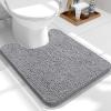 imageOLANLY Toilet Rugs UShaped 24x20 Extra Soft Absorbent Chenille Contour Bathroom Rugs for Toilet Dry Quickly Machine Washable NonSlip Bath Mat Grey