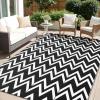 imageOLANLY Waterproof Outdoor Rug 5x8 ft Clearance Reversible Outdoor Plastic Straw Rug RV Mat Indoor Outdoor Carpet for Patio Camping Balcony Deck Backyard Black ampamp WhiteBlack  Whitev