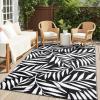 imageOLANLY Waterproof Outdoor Rug 5x8 ft Reversible Outdoor Plastic Straw Rug with Leaf Pattern RV Mat Indoor Outdoor Carpet for Patio Camping Balcony Deck Backyard Grey ampamp WhiteBlack  White