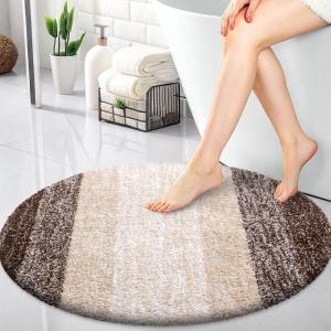 imageOLANLY 30inch Round Bathroom Rugs Extra Soft and Absorbent Microfiber Bath Rugs Quick Dry Machine Washable Bath Mats for Bathroom Floor Tub and Shower Home Decor Accessories GreyBrown