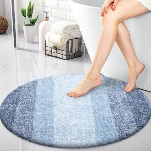 imageOLANLY 30inch Round Bathroom Rugs Extra Soft and Absorbent Microfiber Bath Rugs Quick Dry Machine Washable Bath Mats for Bathroom Floor Tub and Shower Home Decor Accessories GreyBlue