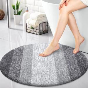 imageOLANLY 30inch Round Bathroom Rugs Extra Soft and Absorbent Microfiber Bath Rugs Quick Dry Machine Washable Bath Mats for Bathroom Floor Tub and Shower Home Decor Accessories GreyGrey