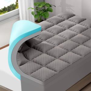 imageOLANLY DualLayer 4 Inch King Size Memory Foam Mattress Topper for Back Pain 2 Inch Cooling Pillow Top Mattress Pad Cover and 2 Inch Gel Memory Foam Topper Deep Elastic Pocket WhiteLight Grey