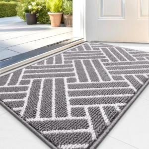 imageOLANLY Indoor Door Mat 32x20 Inch Dirt Resistant and Absorbent NonSlip Rubber Backing Floor Mats Easy Clean LowProfile Doormat for Entryway Front Door and Inside Entrance KhakiGrey