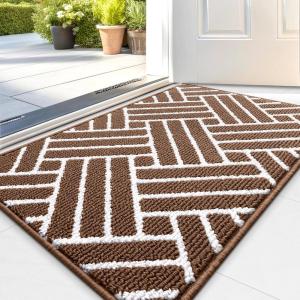 imageOLANLY Indoor Door Mat 32x20 Inch Dirt Resistant and Absorbent NonSlip Rubber Backing Floor Mats Easy Clean LowProfile Doormat for Entryway Front Door and Inside Entrance KhakiCoffee