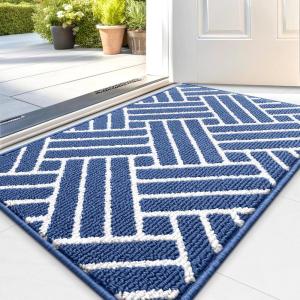 imageOLANLY Indoor Door Mat 32x20 Inch Dirt Resistant and Absorbent NonSlip Rubber Backing Floor Mats Easy Clean LowProfile Doormat for Entryway Front Door and Inside Entrance KhakiNavy