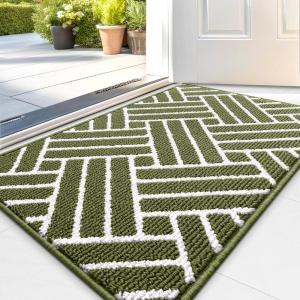 imageOLANLY Indoor Door Mat 32x20 Inch Dirt Resistant and Absorbent NonSlip Rubber Backing Floor Mats Easy Clean LowProfile Doormat for Entryway Front Door and Inside Entrance KhakiGreen