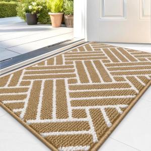 imageOLANLY Indoor Door Mat 32x20 Inch Dirt Resistant and Absorbent NonSlip Rubber Backing Floor Mats Easy Clean LowProfile Doormat for Entryway Front Door and Inside Entrance KhakiBeige