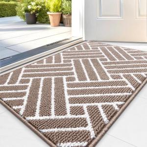imageOLANLY Indoor Door Mat 32x20 Inch Dirt Resistant and Absorbent NonSlip Rubber Backing Floor Mats Easy Clean LowProfile Doormat for Entryway Front Door and Inside Entrance KhakiBrown