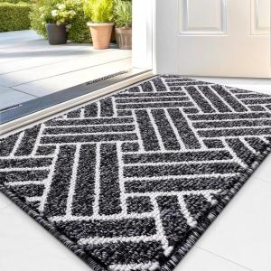 imageOLANLY Indoor Door Mat 32x20 Inch Dirt Resistant and Absorbent NonSlip Rubber Backing Floor Mats Easy Clean LowProfile Doormat for Entryway Front Door and Inside Entrance KhakiBlack