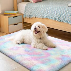 imageOLANLY Rainbow Round Rugs for Bedroom  Machine Washable 3x3 Feet Circle Area Rugs for Living Room Soft and Fluffy Shaggy Carpet for Teen Girls and Boys Nursery Rooms Dorms Home Decor AestheticRainbow