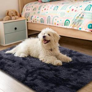 imageOLANLY Rainbow Round Rugs for Bedroom  Machine Washable 3x3 Feet Circle Area Rugs for Living Room Soft and Fluffy Shaggy Carpet for Teen Girls and Boys Nursery Rooms Dorms Home Decor AestheticDeep Grey Tiedye