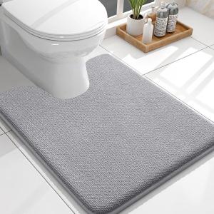 imageOLANLY Toilet Rugs UShaped 24x20 Extra Soft Absorbent Thick Memory Foam Contour Bathroom Rugs Dry Quickly Machine Washable NonSlip Toilet Bath Mat Home Decor Accessories GreyGrey