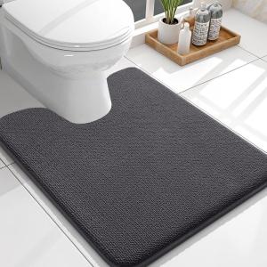 imageOLANLY Toilet Rugs UShaped 24x20 Extra Soft Absorbent Thick Memory Foam Contour Bathroom Rugs Dry Quickly Machine Washable NonSlip Toilet Bath Mat Home Decor Accessories GreyDark Grey