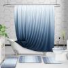 imageOLANLY Bathroom Rugs Sets 4 Piece Soft Microfiber Absorbent Bath Mat UShaped Contour Toilet Mat and Toilet Lid Cover Quick Dry Machine Washable Toilet Cover and Rug Set for Bathroom GreyBlue