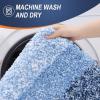 imageOLANLY Bathroom Rugs Sets 4 Piece Soft Microfiber Absorbent Bath Mat UShaped Contour Toilet Mat and Toilet Lid Cover Quick Dry Machine Washable Toilet Cover and Rug Set for Bathroom GreyNavy