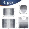 imageOLANLY Bathroom Rugs Sets 4 Piece Soft Microfiber Absorbent Bath Mat UShaped Contour Toilet Mat and Toilet Lid Cover Quick Dry Machine Washable Toilet Cover and Rug Set for Bathroom GreyGrey