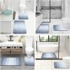 imageOLANLY Bathroom Rugs Sets 4 Piece Soft Microfiber Absorbent Bath Mat UShaped Contour Toilet Mat and Toilet Lid Cover Quick Dry Machine Washable Toilet Cover and Rug Set for Bathroom GreyBlue