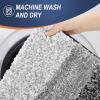 imageOLANLY Bathroom Rugs Sets 4 Piece Soft Microfiber Absorbent Bath Mat UShaped Contour Toilet Mat and Toilet Lid Cover Quick Dry Machine Washable Toilet Cover and Rug Set for Bathroom GreyBlack