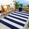 imageOLANLY Black and White Striped Rug 24quot x 37quot 275quot x 43quot  Washable Cotton Indoor Outdoor Doormat for Front Door Entryway Kitchen Porch Patio DecorNavy and White