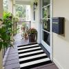imageOLANLY Black and White Striped Rug 24quot x 37quot 275quot x 43quot  Washable Cotton Indoor Outdoor Doormat for Front Door Entryway Kitchen Porch Patio DecorBlack and White