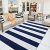 imageOLANLY Black and White Striped Rug 24quot x 37quot 275quot x 43quot  Washable Cotton Indoor Outdoor Doormat for Front Door Entryway Kitchen Porch Patio DecorNavy and White